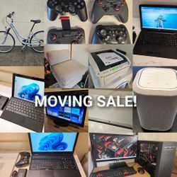 MOVING SALE! 55" TV, Gaming PC, Laptops, Smart Speaker, Bike, Sofa Chair, Laser Printer, Laptops, Table