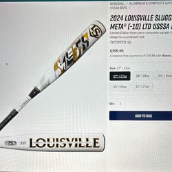 Louisville Slugger Meta USSSA 3 piece Composite Limited Edition Bat 28 In/18 Oz