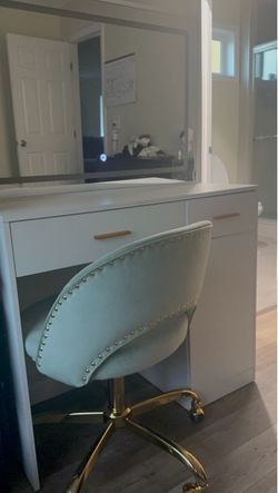 Vanity with Sage green chair