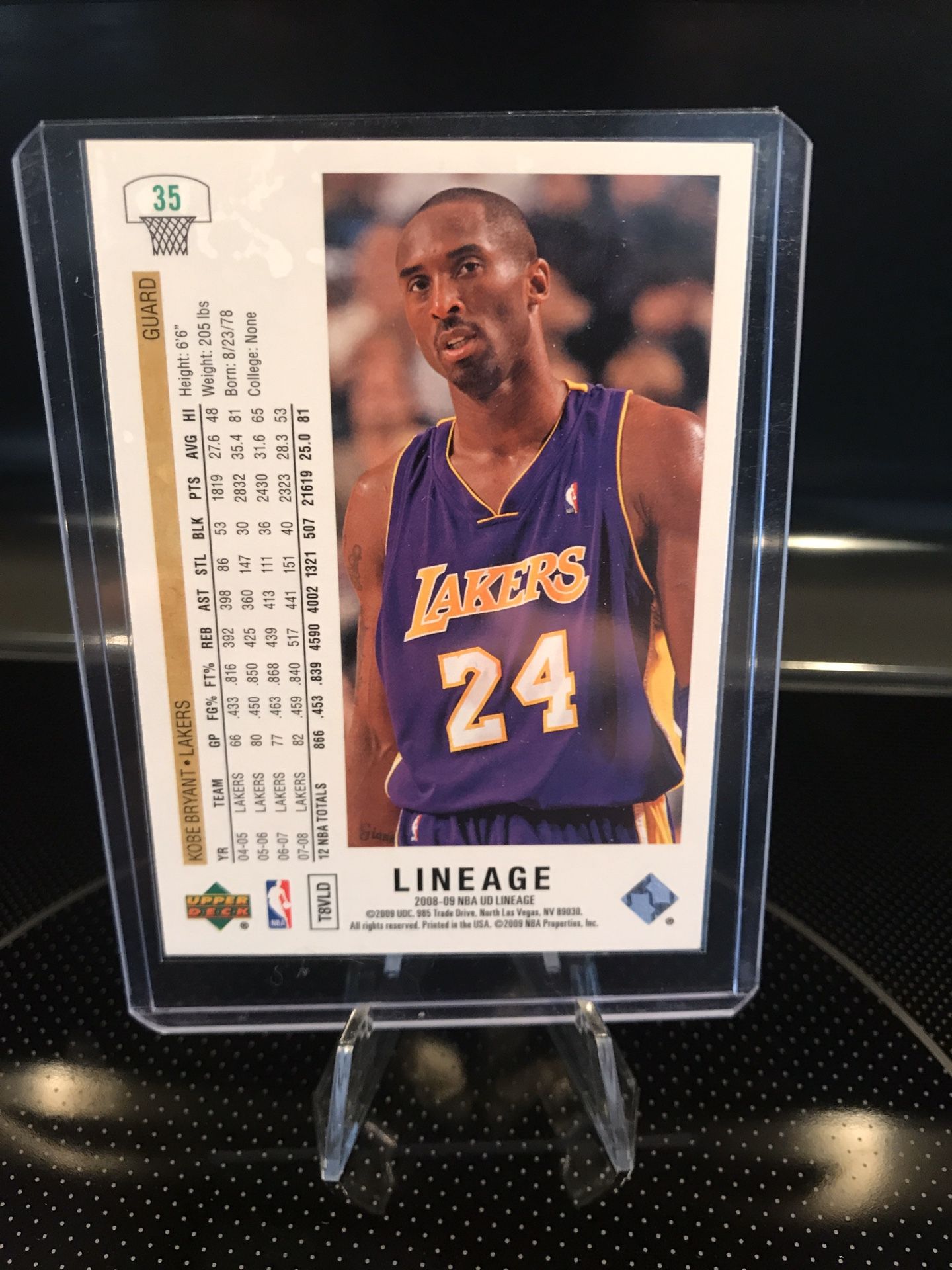 Upper Deck Kobe Bryant NBA Basketball Card Authentic Lakers Black Mamba Jersey 8 Collectible RARE $79 OBO