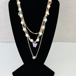 Multicolor Beaded Choker With Pink Or Purple Butterfly  🦋 . Chain Not Included Used For Styling Demo. Teen Or Adult Women Y2k, 90s Jewelry  Necklace 