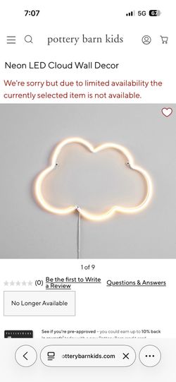 Neon LED Cloud Wall Light POTTERY BARN