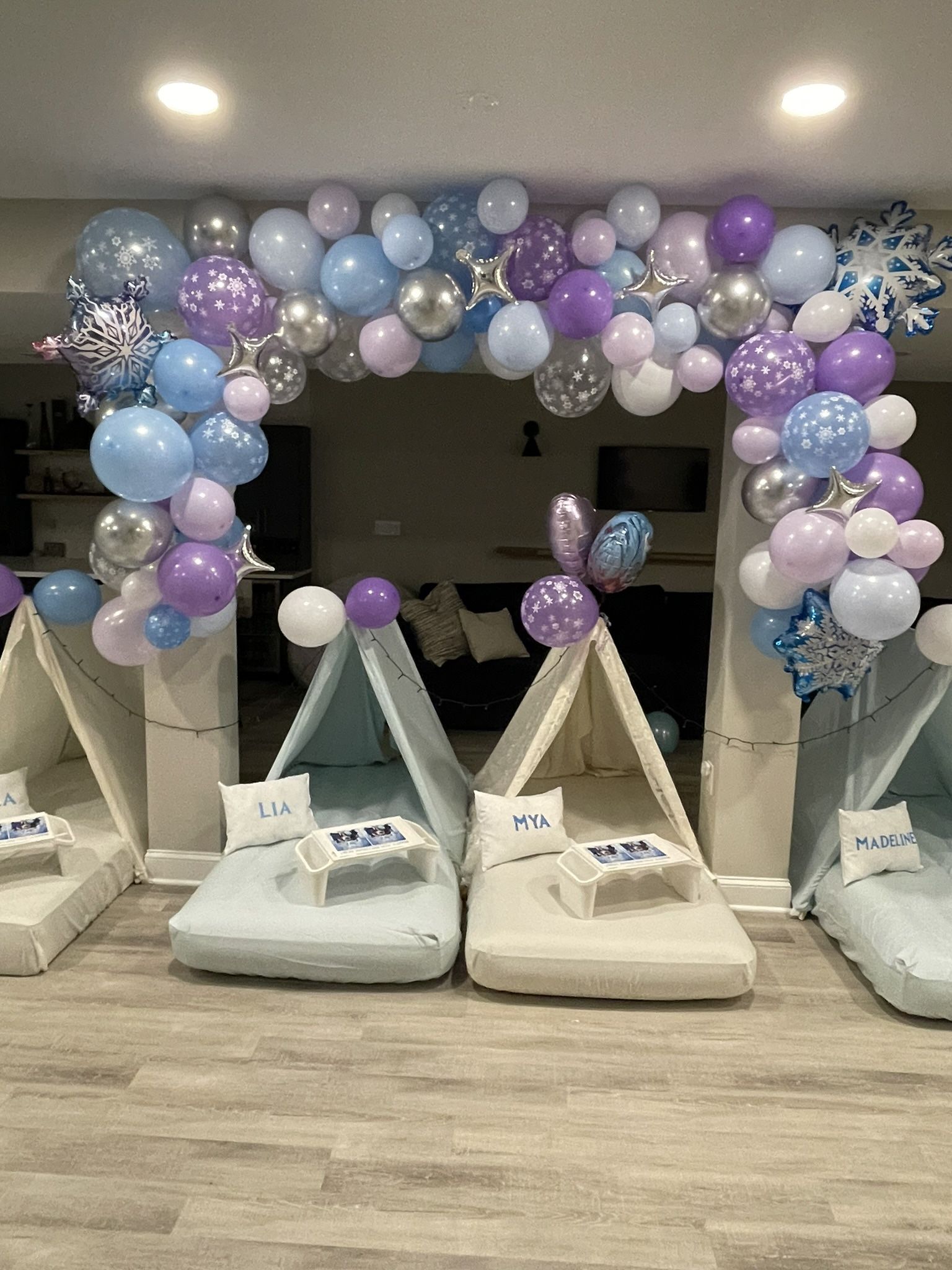 6 Blue Party Tents With Air Mattresses