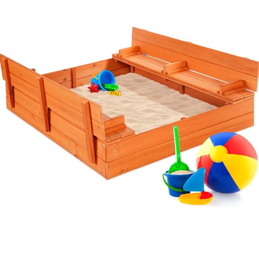 Large Wooden Kids Sandbox - Brand New