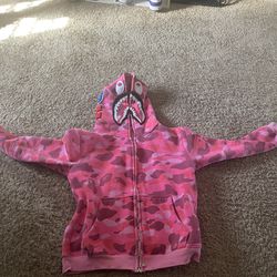 hot pink bathing ape hoodie size small 