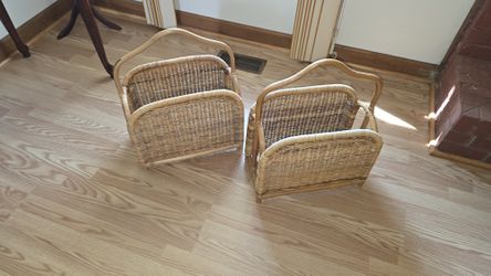 Vintage Woven Wicker Magazine & Storage Baskets