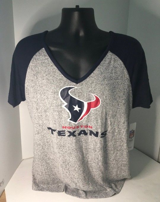 Houston Texans V-Neck Fashion Tee Womens Lg (11-13)