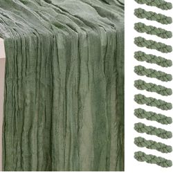 Brand: SuBleer 4.8 4.8 out of 5 stars (203) 12 Pack Sage Green Cheesecloth Table Runner 35x120 Inch 10Ft Rustic Gauze Cheese Cloth Table Runner Sheer 