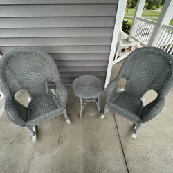 Wicker Rocking Chairs And Table