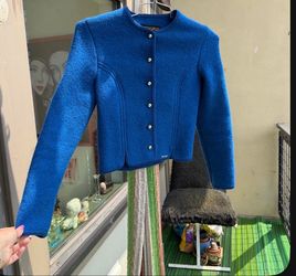Geiger blue tailored wool jacket