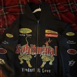 Vintage 2000’s Pacsun Large Black Subliminal Racing Team Zip-Up