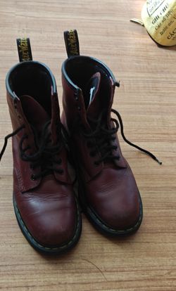 Dr. Martens Cherry Red Leather Lace-Up Boots