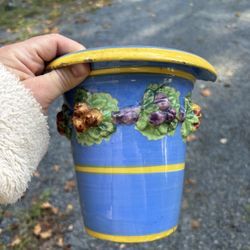 Italian Majolica Terra cotta Cachepot 