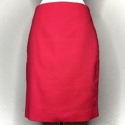 Ann Taylor Petite Hot Pink Skirt Size 4P SP Midi Straight Lined Textured Vented