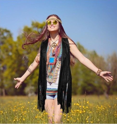Halloween Pcs 60s 70s Hippie Costume Set Peace up to XXL