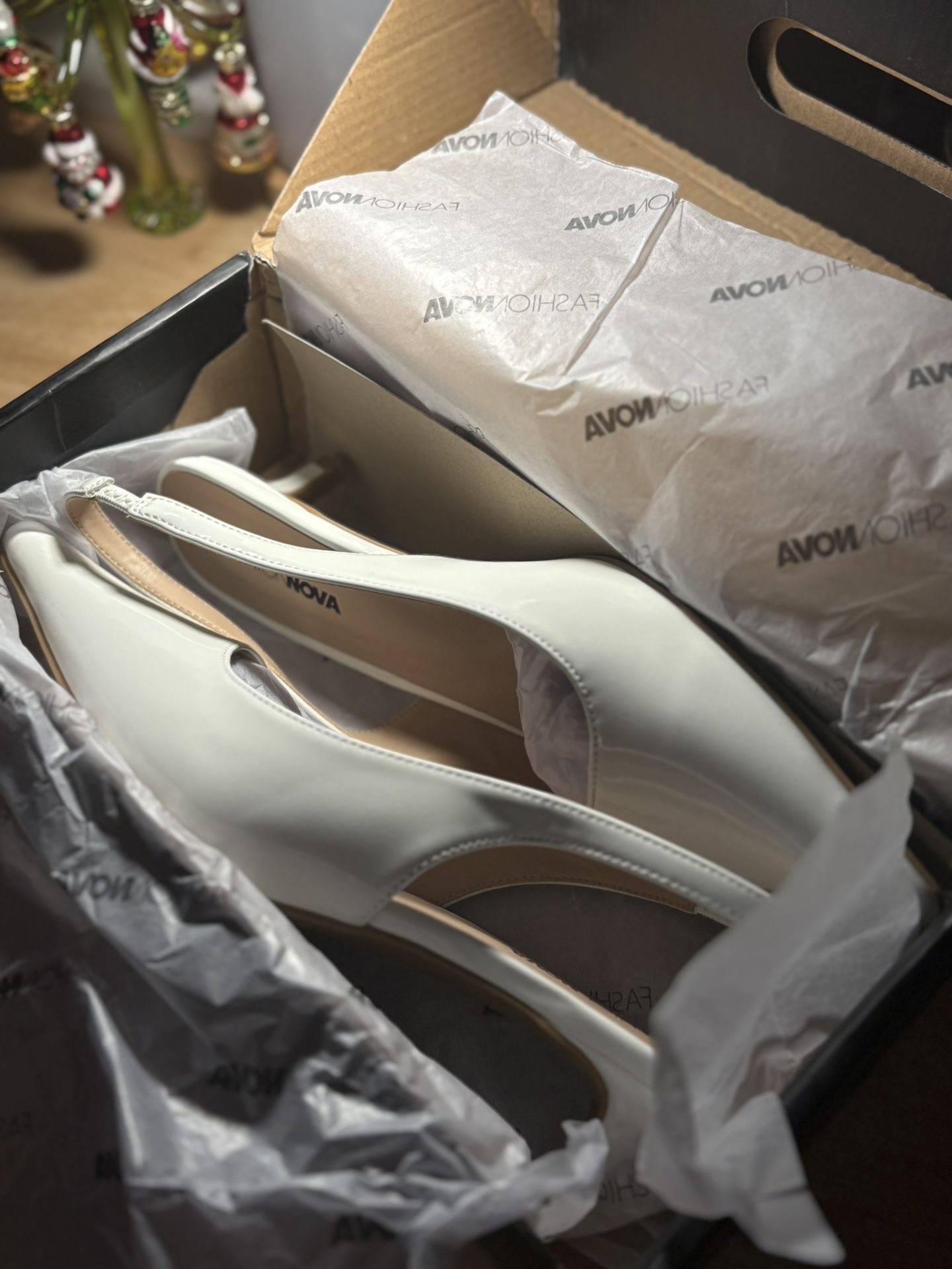 Fashion Nova White Mini Heels 