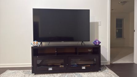 TV Stand / Entertainment Center with Glass Doors - Fits up to 55" TV
