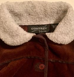 Girls Brown Jacket with Shearling Collar, Size 4 Slim