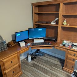 Large Wooden Corner Desk Set - Office