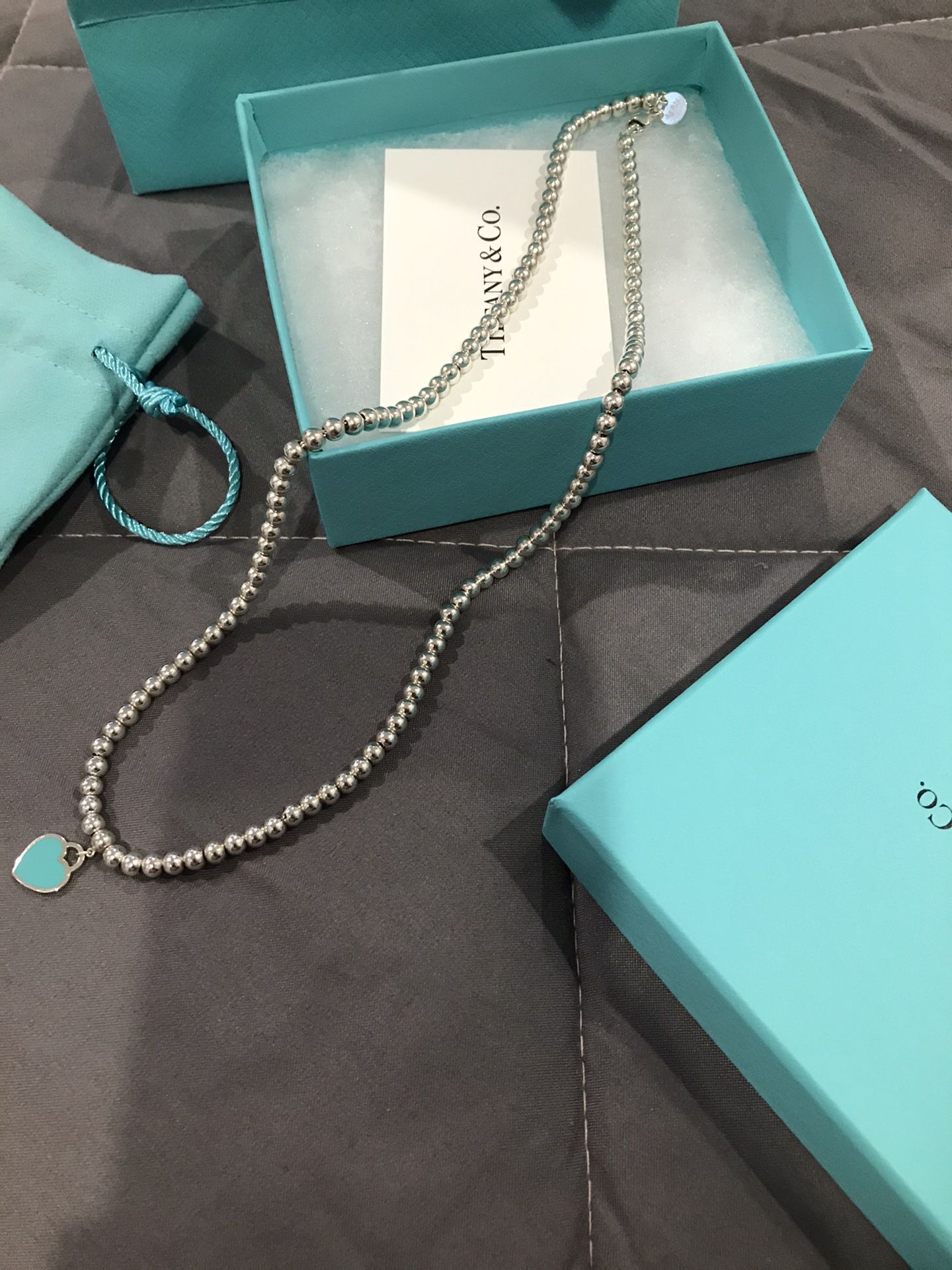 Return To Tiffany Heart Tag Bead Necklace Bags And Boxes Included