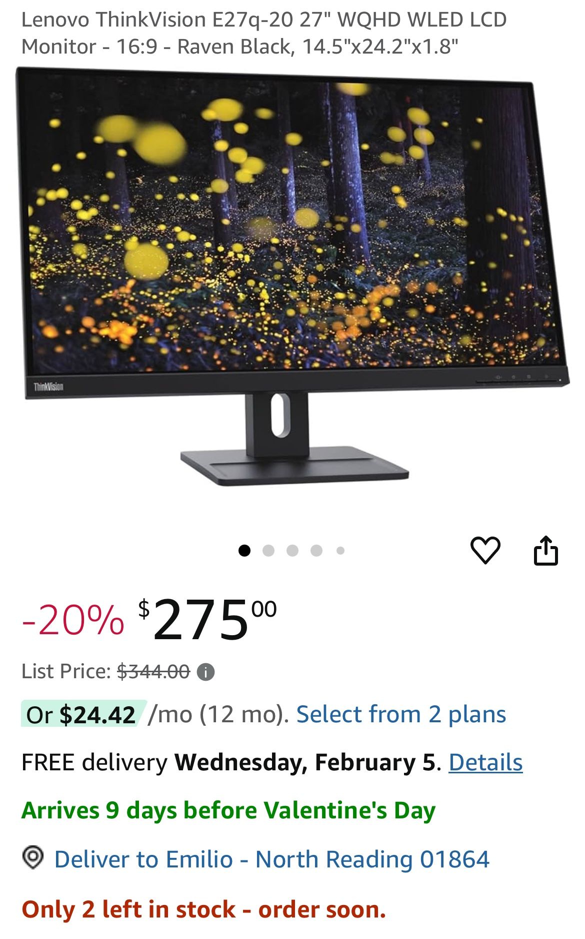 Lenovo Thinkvision 27”Monitor - Brand New( Price Is Each )
