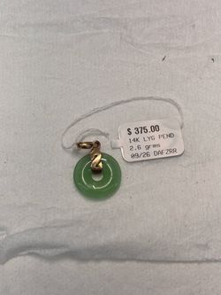 14K Gold Green Jade Pendant