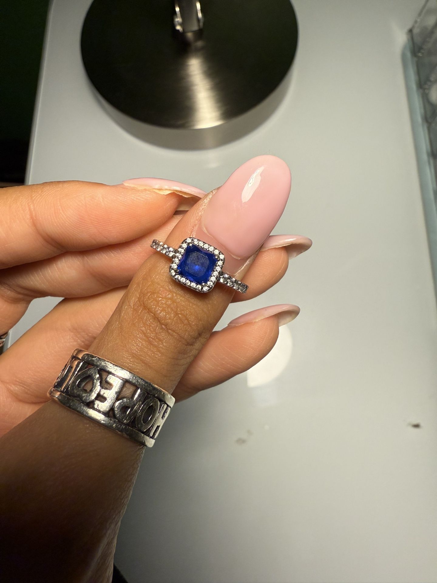 Pandora Square Sparkle Halo Ring