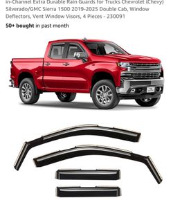 in-Channel Extra Durable Rain Guards for Trucks Chevrolet (Chevy) Silverado/GMC Sierra 1-2025 Double Cab, Window Deflectors, Vent Window Visor