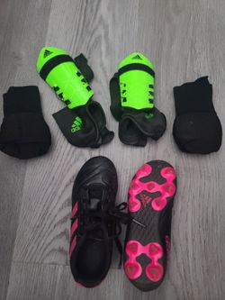 Adidas Kids Football Cleats and Shin Guards Set