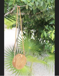 Round Wicker/rattan Crossbody Purse