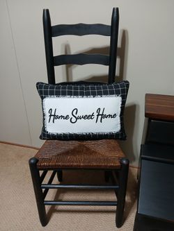 Black Distressed Vintage Ladder Back Chair