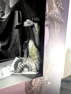 CHRISTIAN SIRIANO Silver Snake Framed Gothic Mirror Halloween 25" Oval Wall