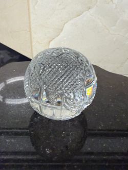 Vintage Waterford Irish Crystal World Globe Paperweight 3”