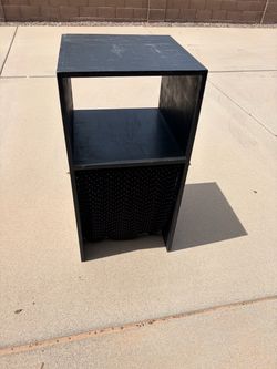 Black Wood Nightstand with Open Shelf