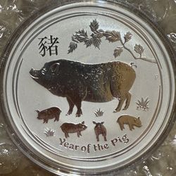 2019 2oz Perth Mint Year Of The Pig Silver Coin 
