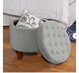 Large Round Button Tufted Storage Ottoman Gray - HomePop  Brand new in box - Assembly is required  cash only  Pickup only (Anaheim)