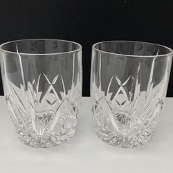 Set of 2 Marquis by Waterford Brookside Oversized Double Old Fashioned Glasses 4.3" Tall
