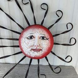 Vintage Celestial Sun Heavy Metal Garden Art Sculpture Large Size Home Decor HTF