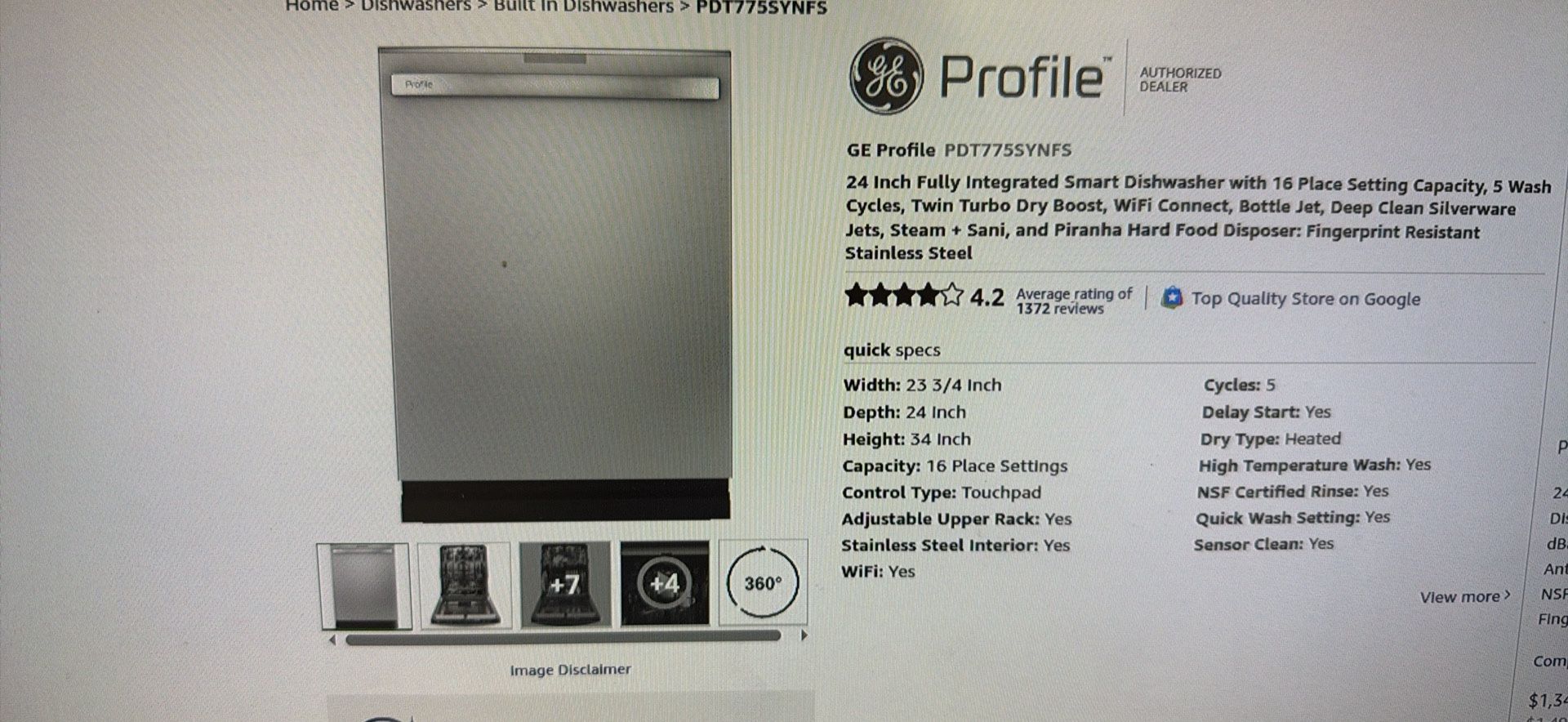 BRAND NEW GE Profile Dishwasher | Smart, Stainless Steel, Twin Turbo Dry | PDT775SYNFS