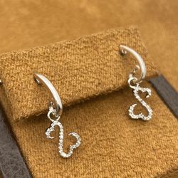 White Gold Diamond Heart Earrings 