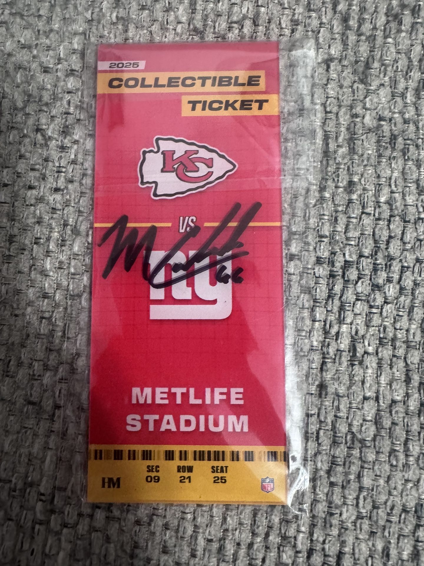 Mike Caliendo Signed Auto Acrylic Commemorative Week 3 Ticket Chiefs Metabilia