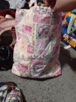 Breast cancer handmade tote bag