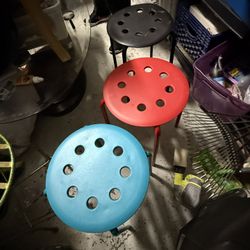 3 Plastic Colorful Stools