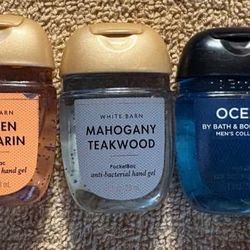 Hand Gel (3) 1 fl oz Kitchen Mandarin, Mahogany Teakwood, Ocean*New 