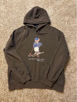 Polo Ralph Lauren Skiing Polo Bear Hoodie Mens Size Large Brown