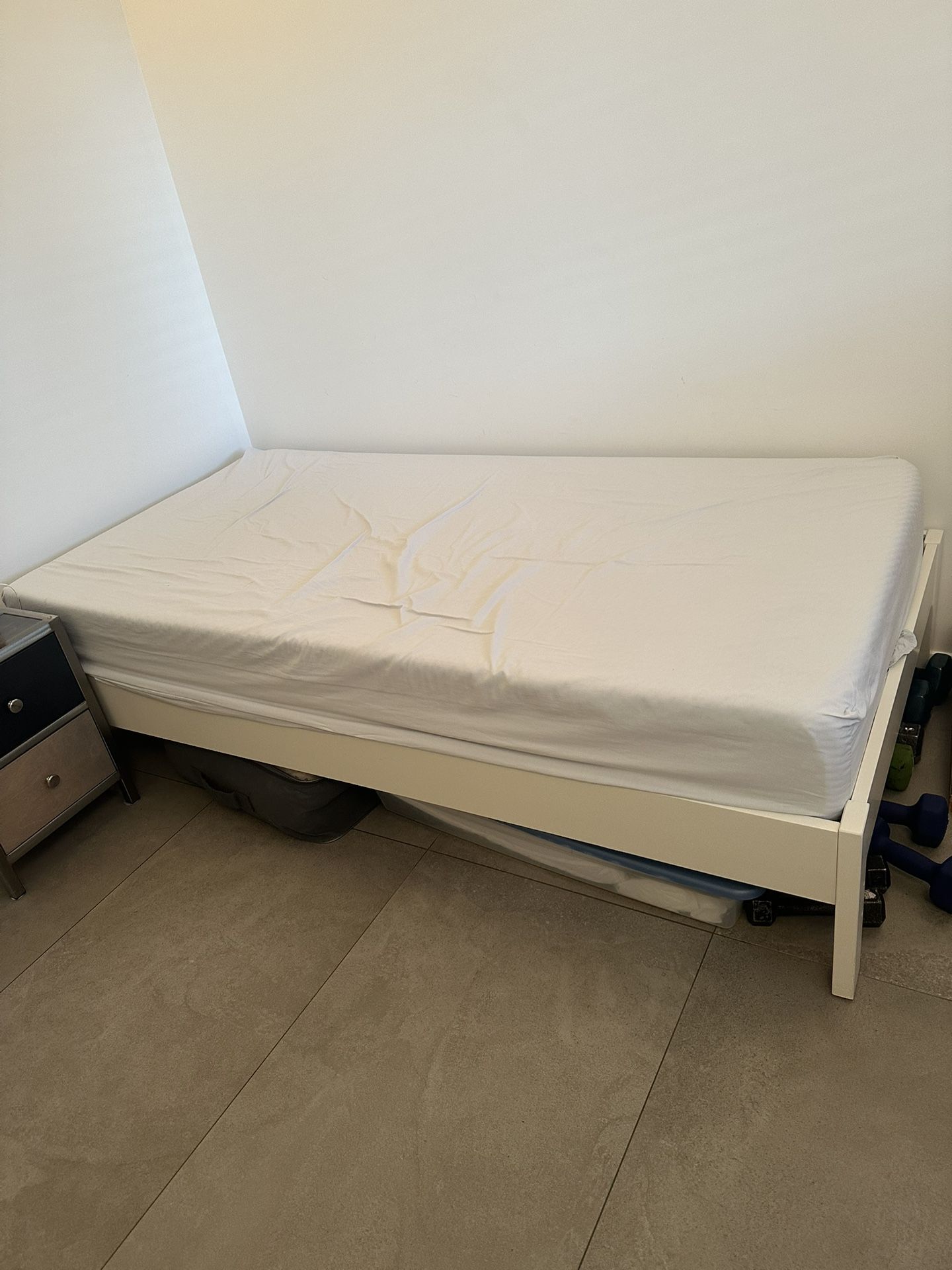 Single Bed Frame and Tuft and Needle Mattress