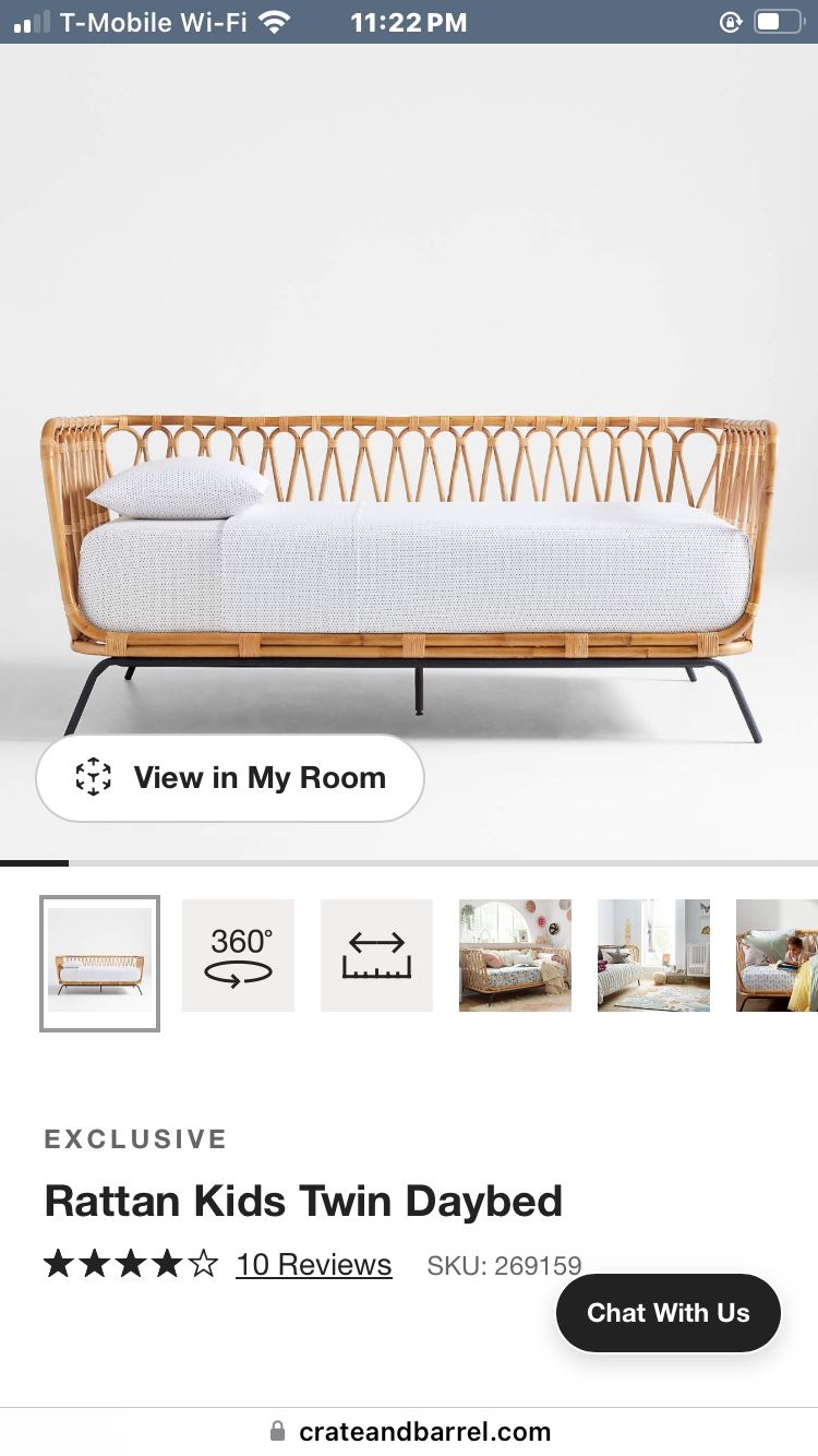 Crate And Barrel rattan Daybed (twin) Mattress Included