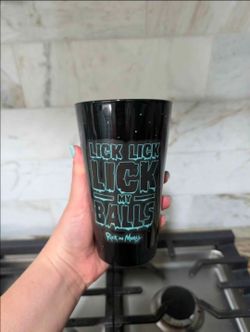 Rick and Morty Ceramic Pint Glass Cup ( Lick My My Balls )