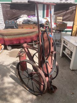 Vintage mobile fire extinguisher or canister cart