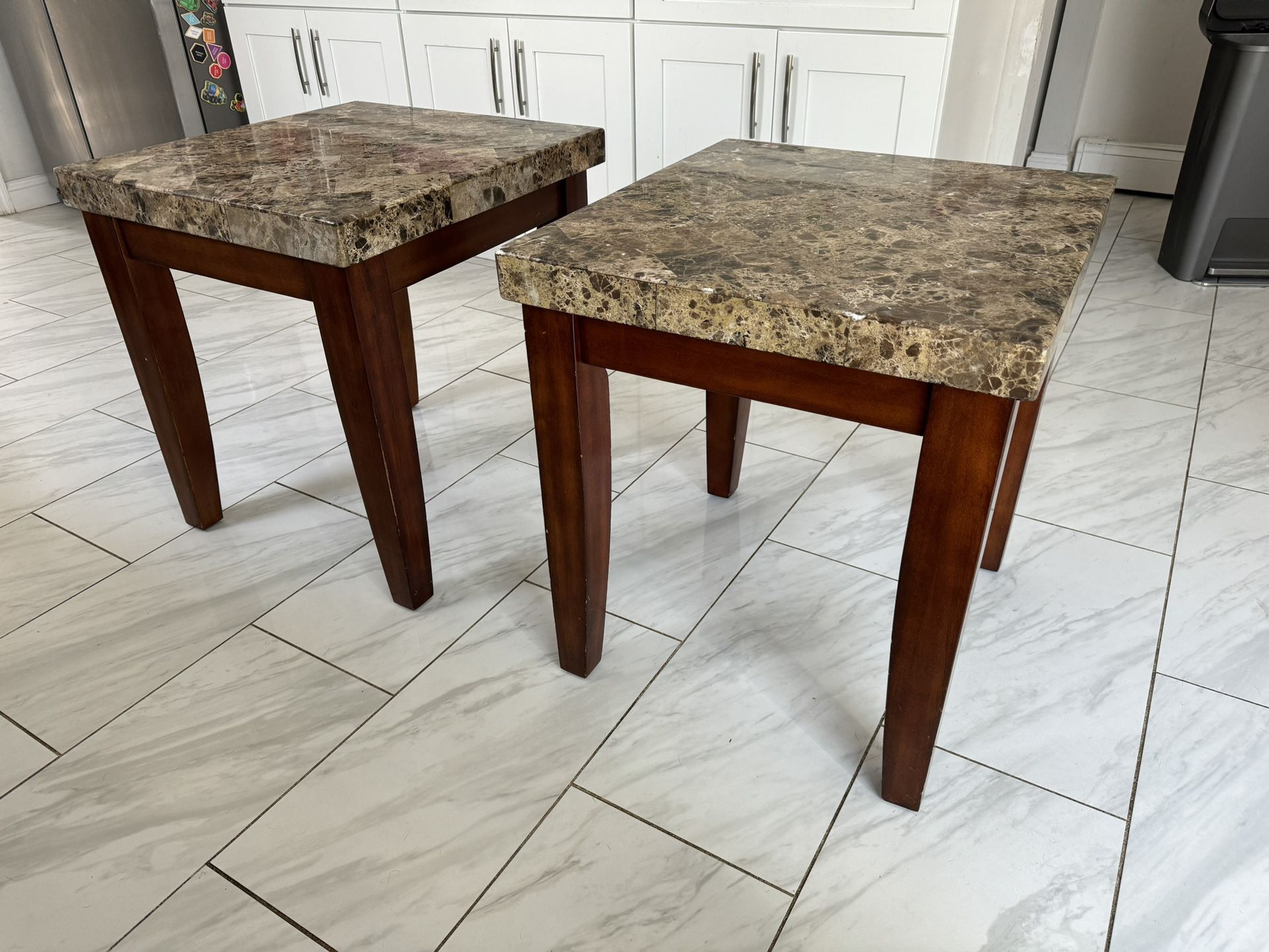 2 Stone Top End Tables 